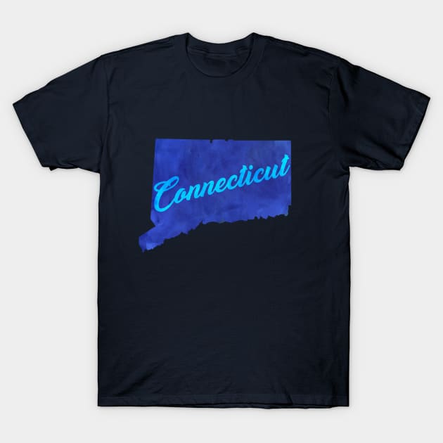 The State of Connecticut - Blue Watercolor T-Shirt by loudestkitten